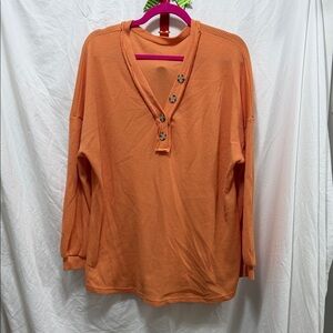 Casual Orange Button-Down Shirt for Women